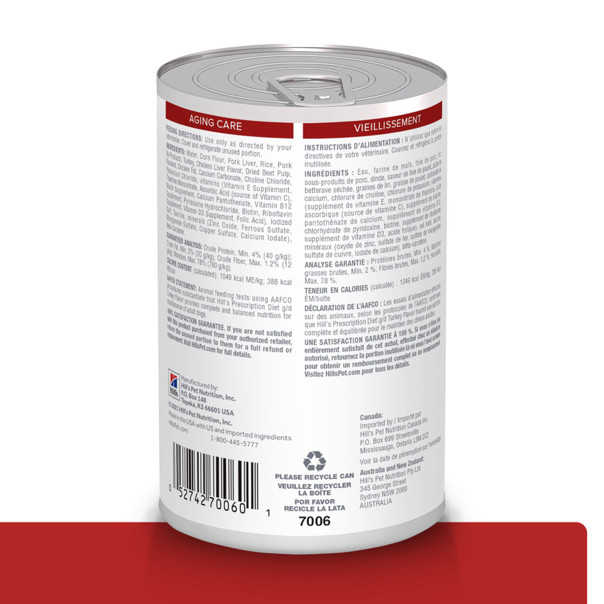 Prescription Diet g/d Aging Care Turkey Flavor Canned Dog Food