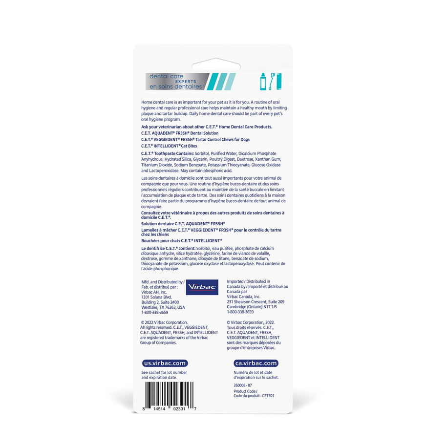 C.E.T.® Fingerbrush With Poultry Toothpaste Packet