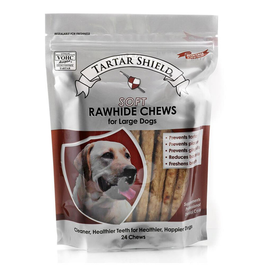 Tartar Shield Soft Rawhide Chews - Large Dog - Pack of 24