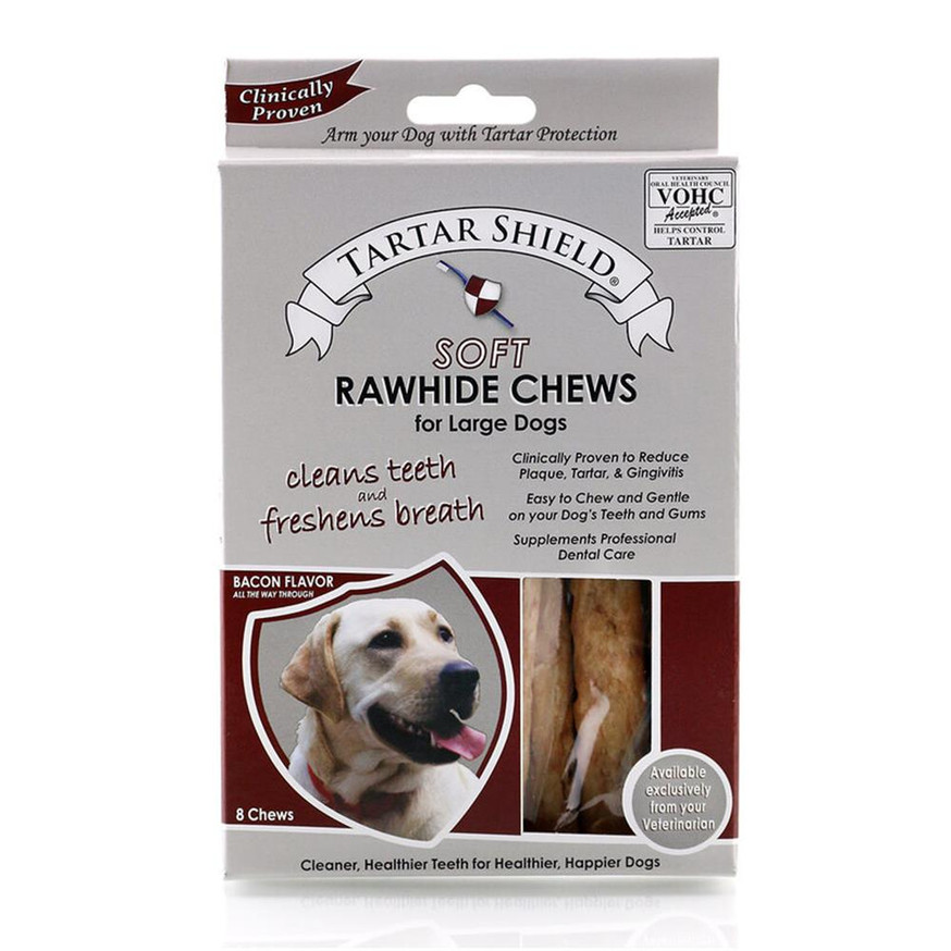 Tartar Shield Soft Rawhide Chews - Large Dog - Pack of 8