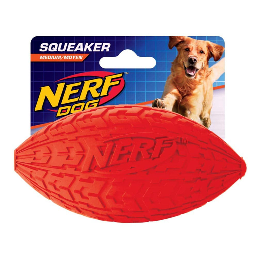 Nerf Dog Toy - Tire Squeak Football - Assorted Colours