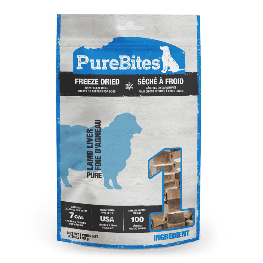 PureBites Freeze Dried Dog Treats - Lamb Liver - 45g