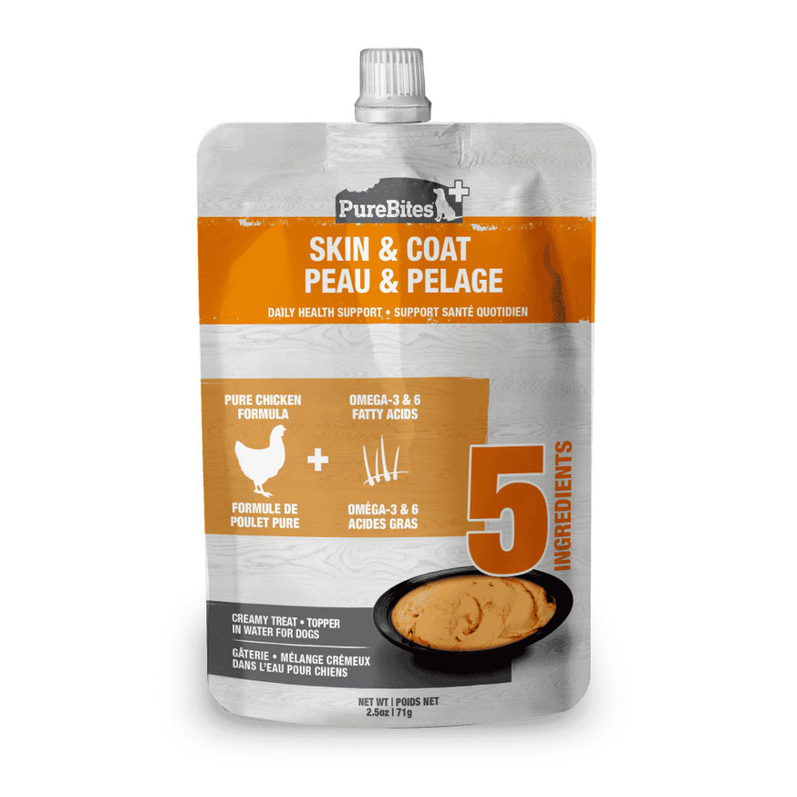PureBites+ Squeezables Dog Treat - Skin & Coat