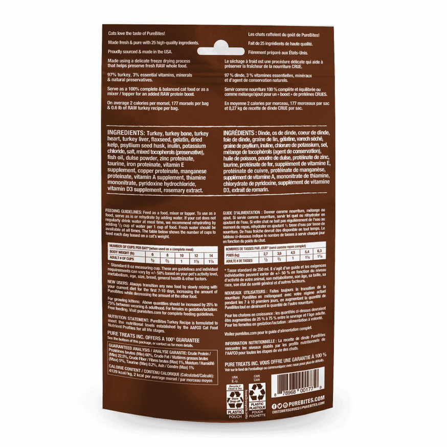 PureBites Freeze Dried Cat Food Topper - Turkey Recipe