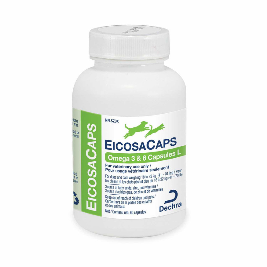 EicosaCaps Omega 3 & 6 Essential Fatty Acids Supplement - Dogs 40 to 70 lbs - 60 Capsules