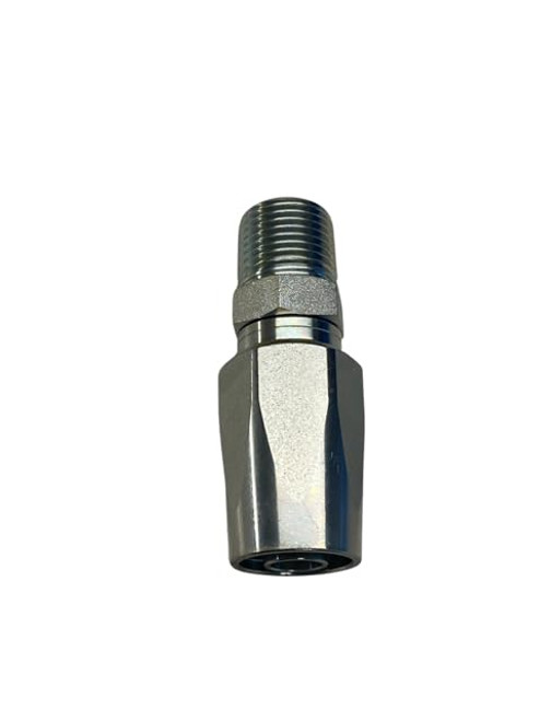 1/2" Hose to 1/2" Male NPT Reusable Hydraulic Fitting – Zinc-Plated Steel