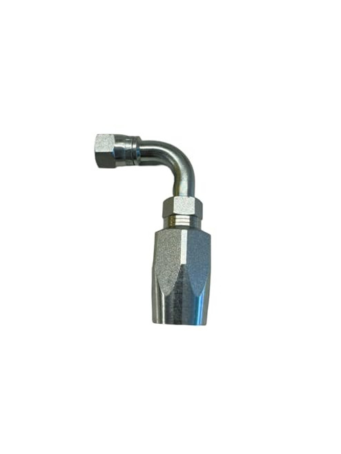 Steel Reusable 90° Hydraulic Hose Fitting – 1/4” Hose to 3/8” JIC