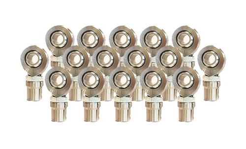 Set of 8 Left Hand and 8 Right Hand Heim Joint Rod Ends, 1” Bore x 1.25”-12 Threaded Shank with 1.50” ID Tube Insert and Jam Nut