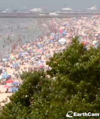 Crowded beach at Grand Haven
