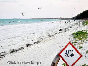 Paje kiteboarding beach in Tanzania