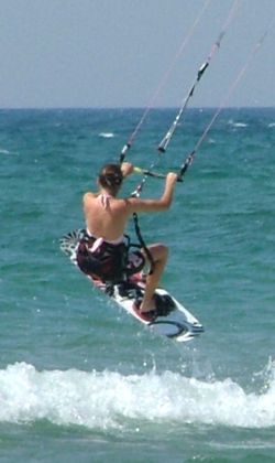 Don't let Lisa's petite size fool you- she's a great kiteboarder!