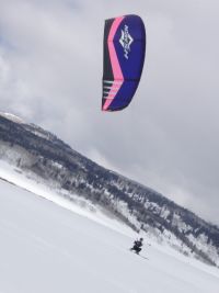 Snowkiting with a Bow kite