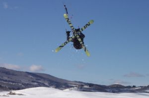 Snowkiting with skis