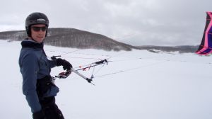 Always wear a helmet while snow kiting
