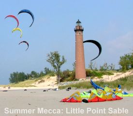 kiteboarding kites at Little Point Sable