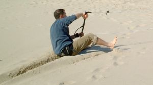 Sliding during the power stroke of a trainer kite
