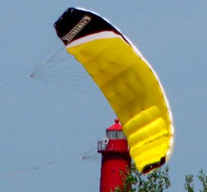 Flying a trainer kite for kiteboarding