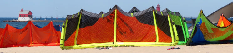 Kiteboarding gear at the beach
