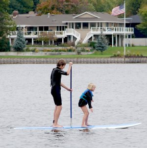 Stand Up Paddleboarding with smaller kids