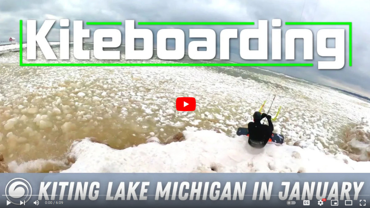 Kiteboarding Through Ice Chunks | Lake Michigan in January