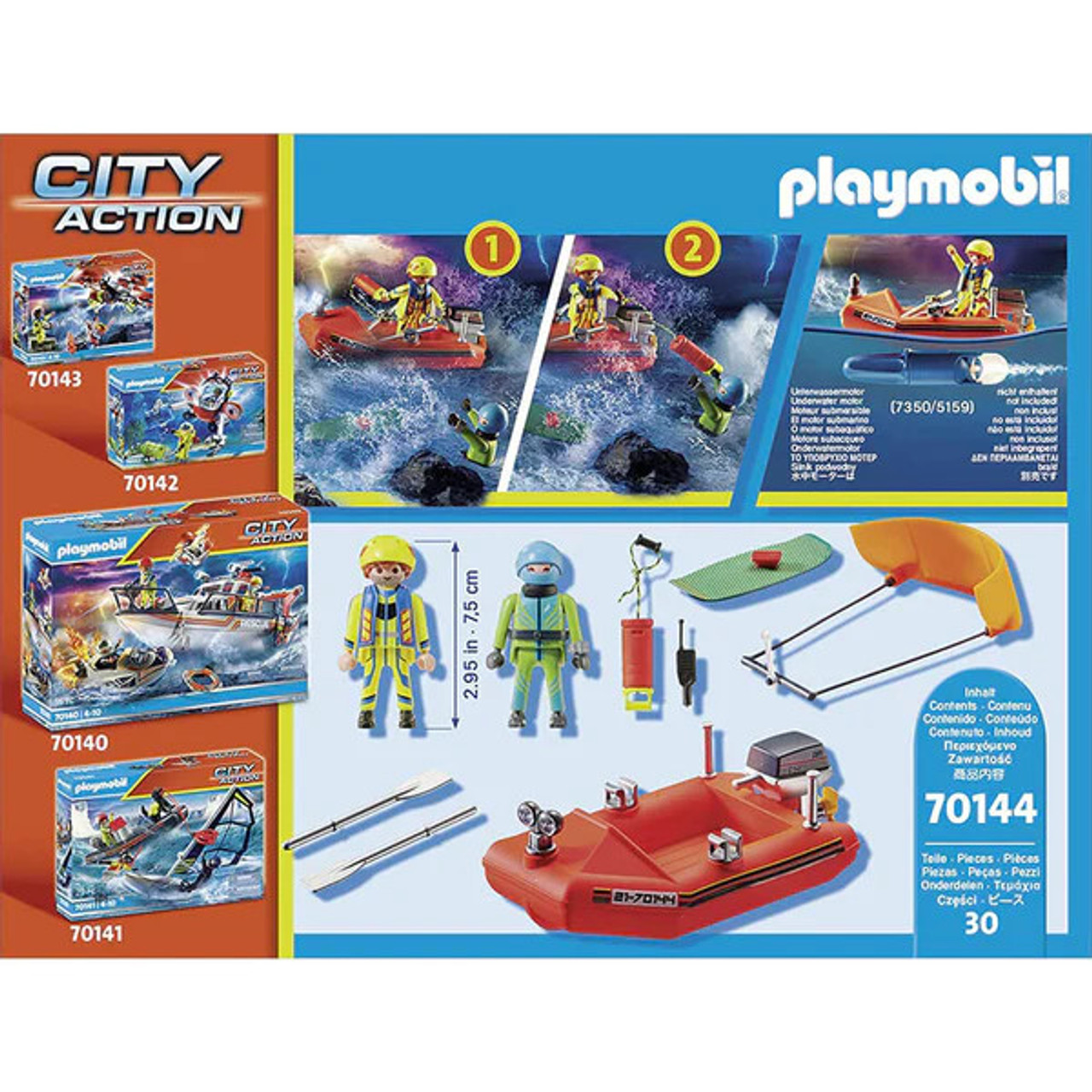 PLAYMOBIL Kitesurfer Rescue with Speedboat Action Figure Set, 30 Pieces 