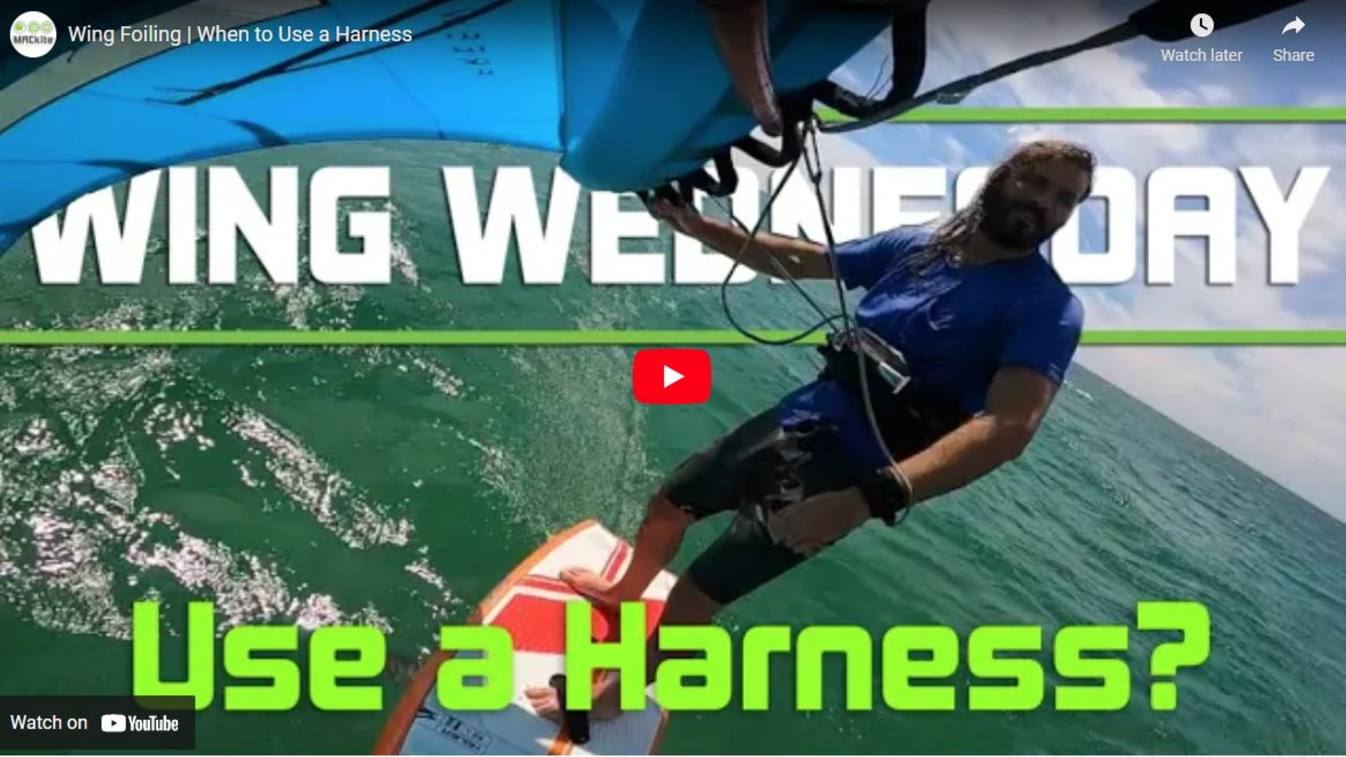 Wing Foiling When to Use a Harness MACkite Boardsports Center