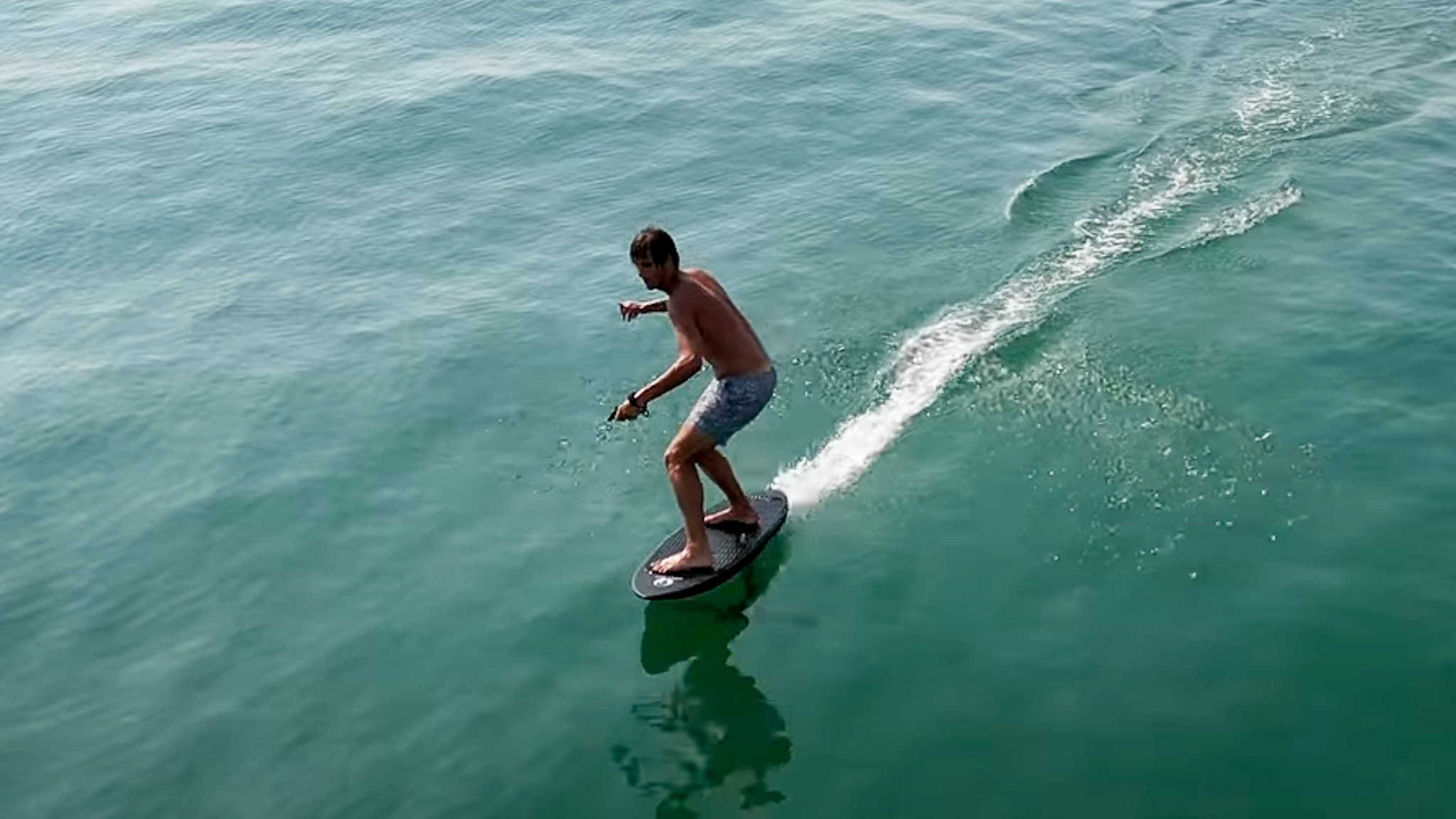 Luke riding on the Foil Drive