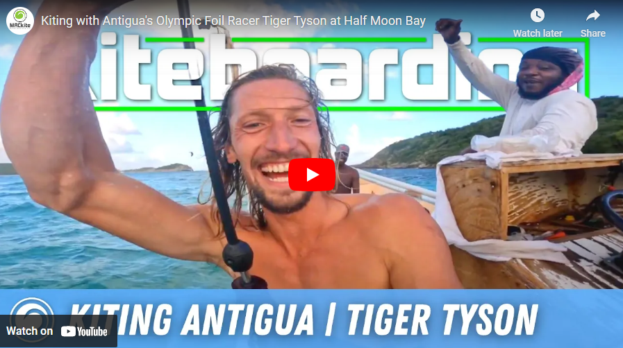 Kiting Antigua's Olympic Foil Racer Tiger Tyson at Half Moon Bay ...