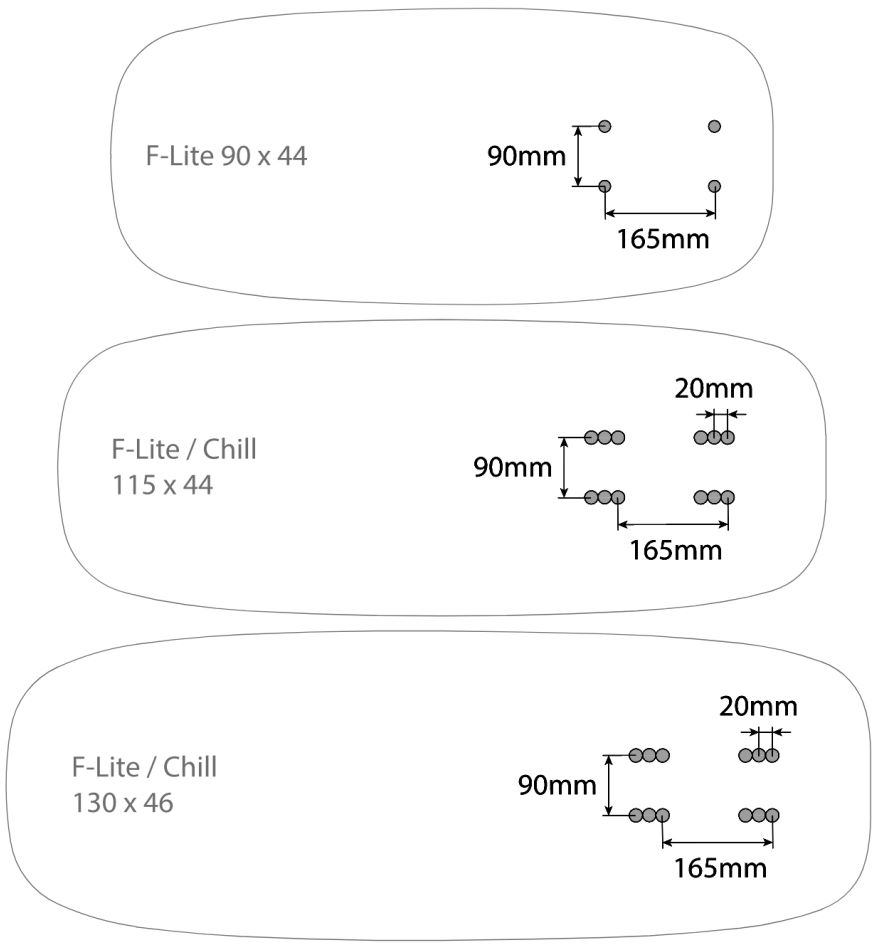 2021 CrazyFly F-Lite Foilboard mast hole spacing