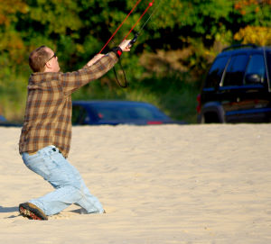 Flying the HQ Beamer kiteboarding trainer kite