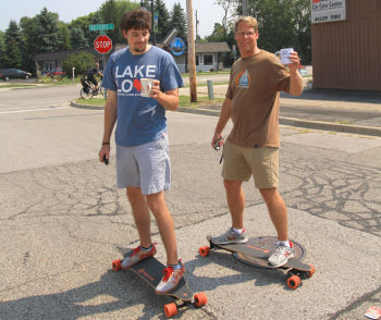 Steve and Jake make a quick coffee run- er, ride.