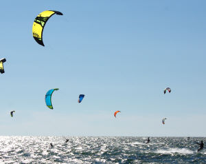 Kiteboarding on a windy day