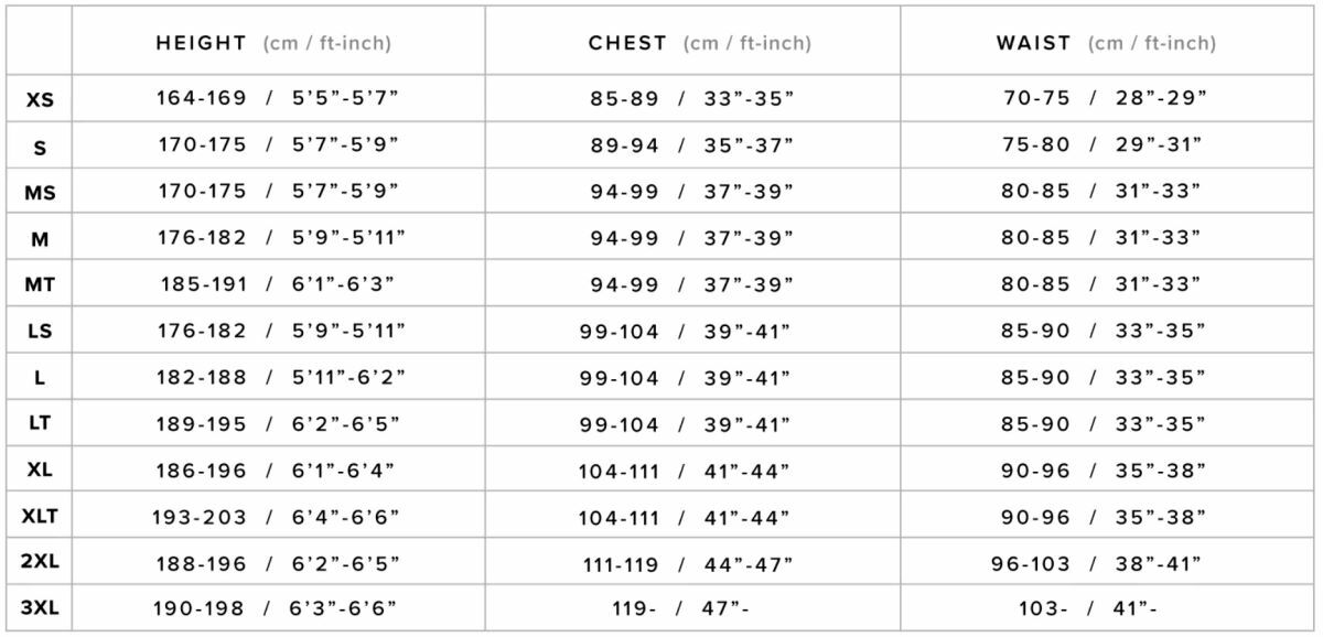 Size chart