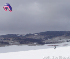 Snowkiting on the slopes of Utah.