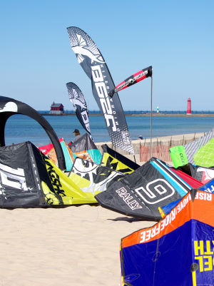 Waiting for wind for kiteboarding