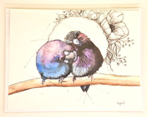  Blue Love Birds - Art by Kyla Cards