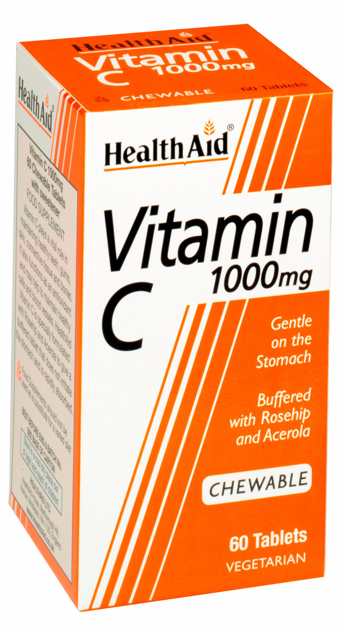 Health Aid Vitamin C 1000mg Chewable (Orange Flavour), 60 Tablets