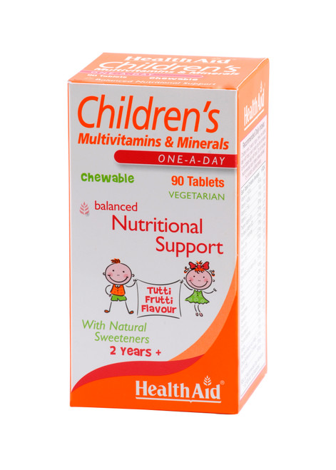 Health Aid Children's MultiVitamin + Minerals - Chewable (Tutti-fruity Flavour), 90 Tablets
