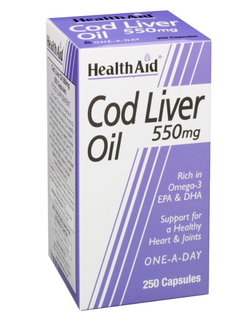 Health Aid Cod Liver Oil 550mg (Vit A,D,E,EPA/DHA), 250 Capsules