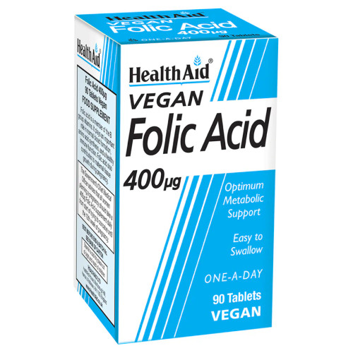 Health Aid Folic Acid 400ug VEGAN, 90 Tablets