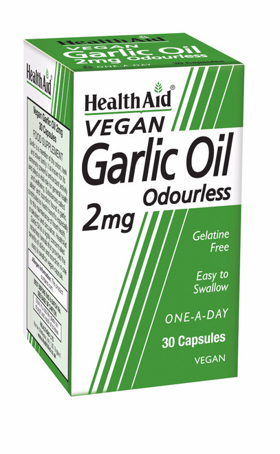 Health Aid Garlic Oil 2mg (odourless), 30 Veg Caps