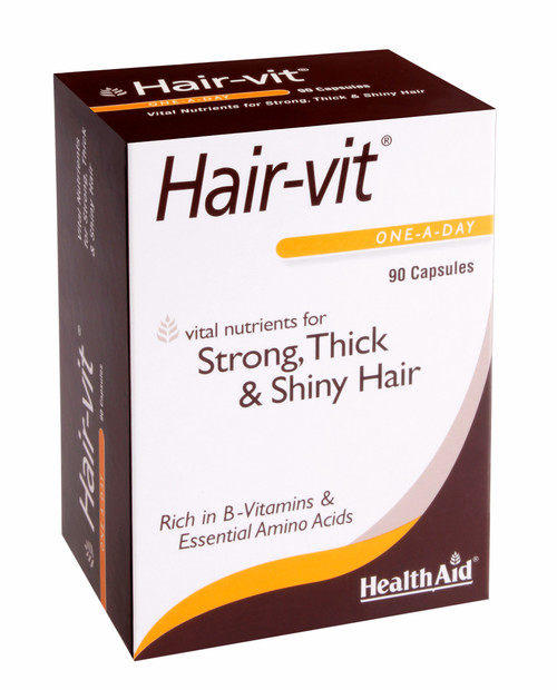 Health Aid Hair-vit (B Vitamins, Essential Amino Acids ++) - Blister Pack, 90 Capsules