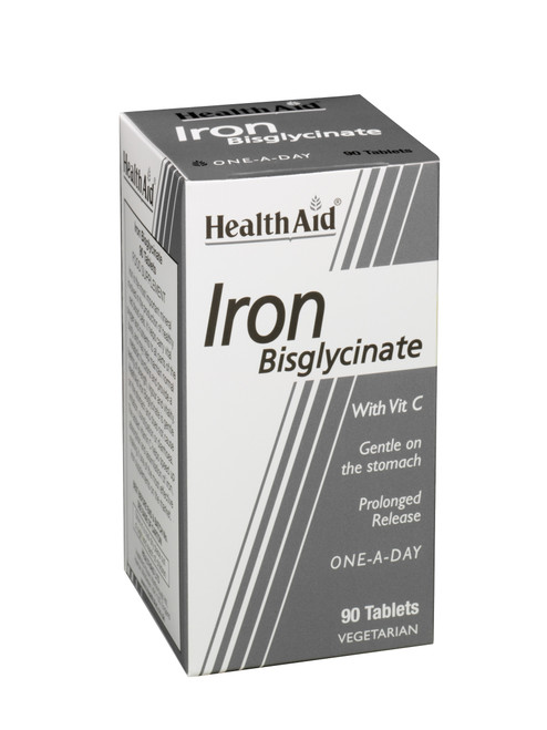 Health Aid Iron Bisglycinate (Iron with Vitamin C), 90 Tablets