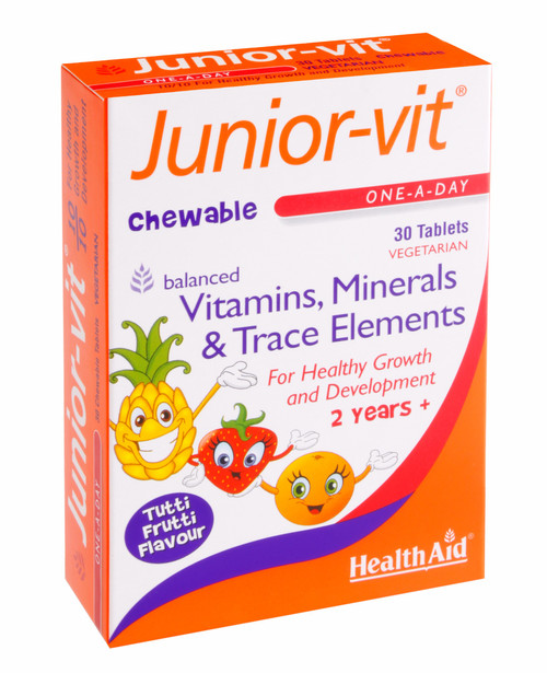 Health Aid Junior-vit - Chewable (Tutti-fruity Flavour) (Age 2 plus) - Blister Pack, 30 Tablets