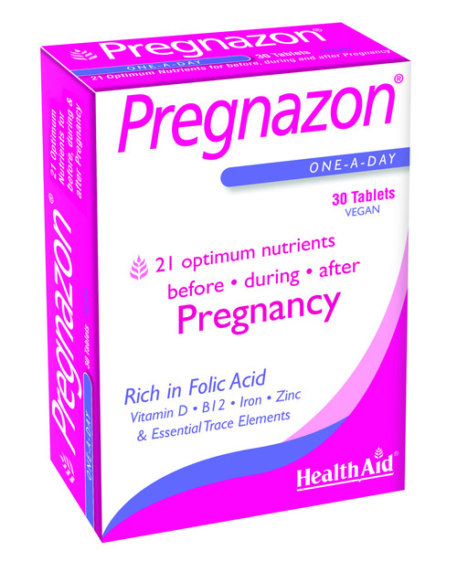 Health Aid Pregnazon (Folic Acid, Vit B6, Vit B12, Iron ++) - Blister Pack, 30 Tablets