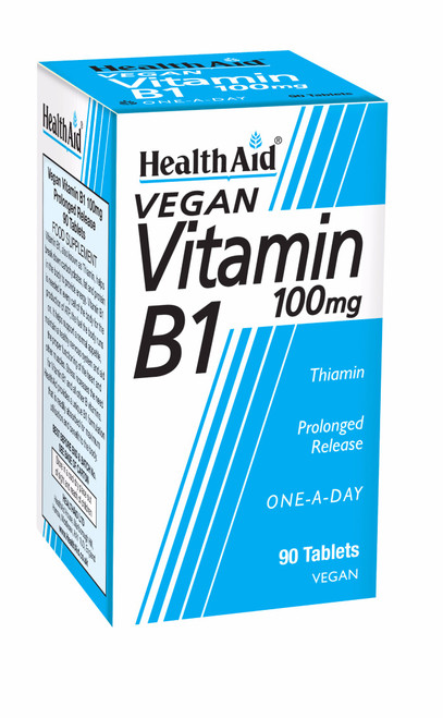 Health Aid Vitamin B1 (Thiamin) 100mg - Prolonged Release, 90 Tablets