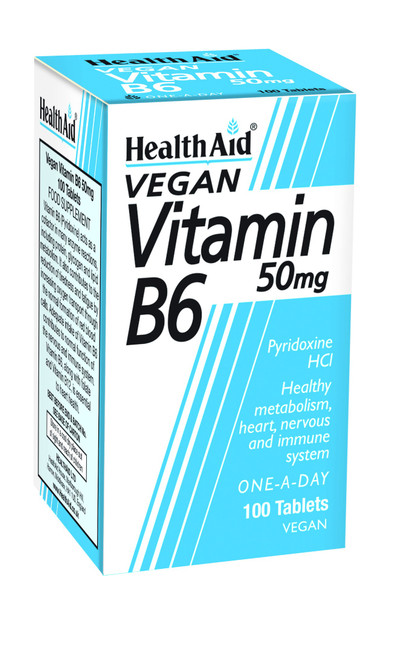 Health Aid Vitamin B6 (Pyridoxine HCl) 50mg, 100 Tablets