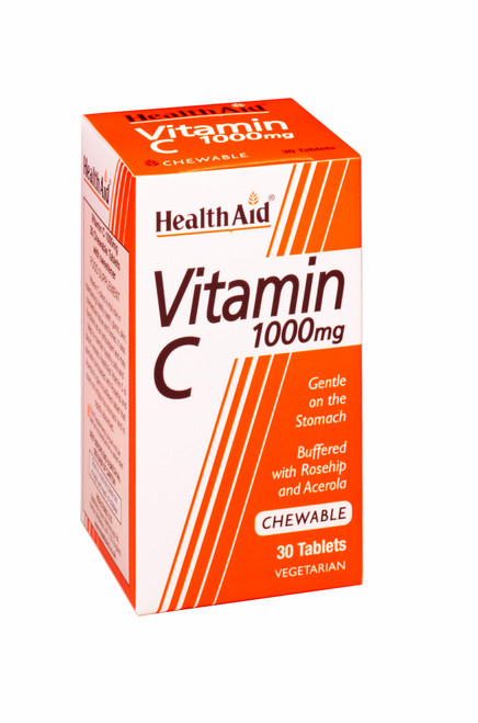 Health Aid Vitamin C 1000mg - Chewable (Orange Flavour), 30 Tablets