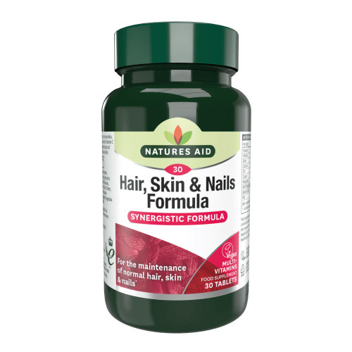 Natures Aid Hair Skin & Nails Formula, 30 Tablets. Suitable for Vegans