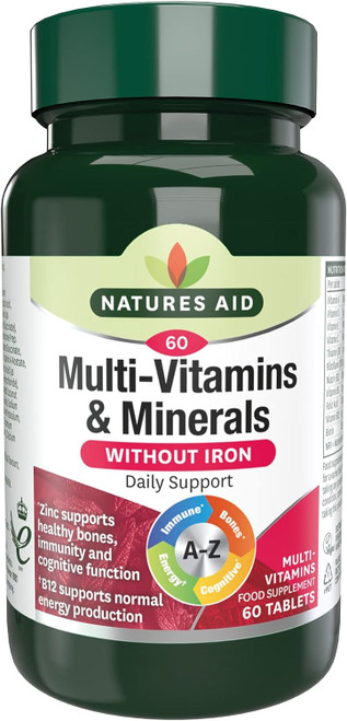 Natures Aid Multi-Vitamins & Mineral (without Iron), 60 Tablets